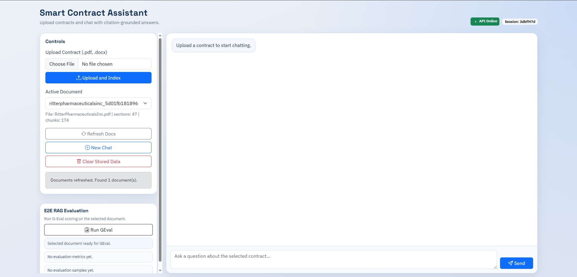Smart Contract Assistant interface